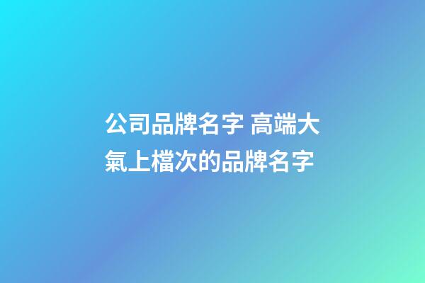 公司品牌名字 高端大氣上檔次的品牌名字